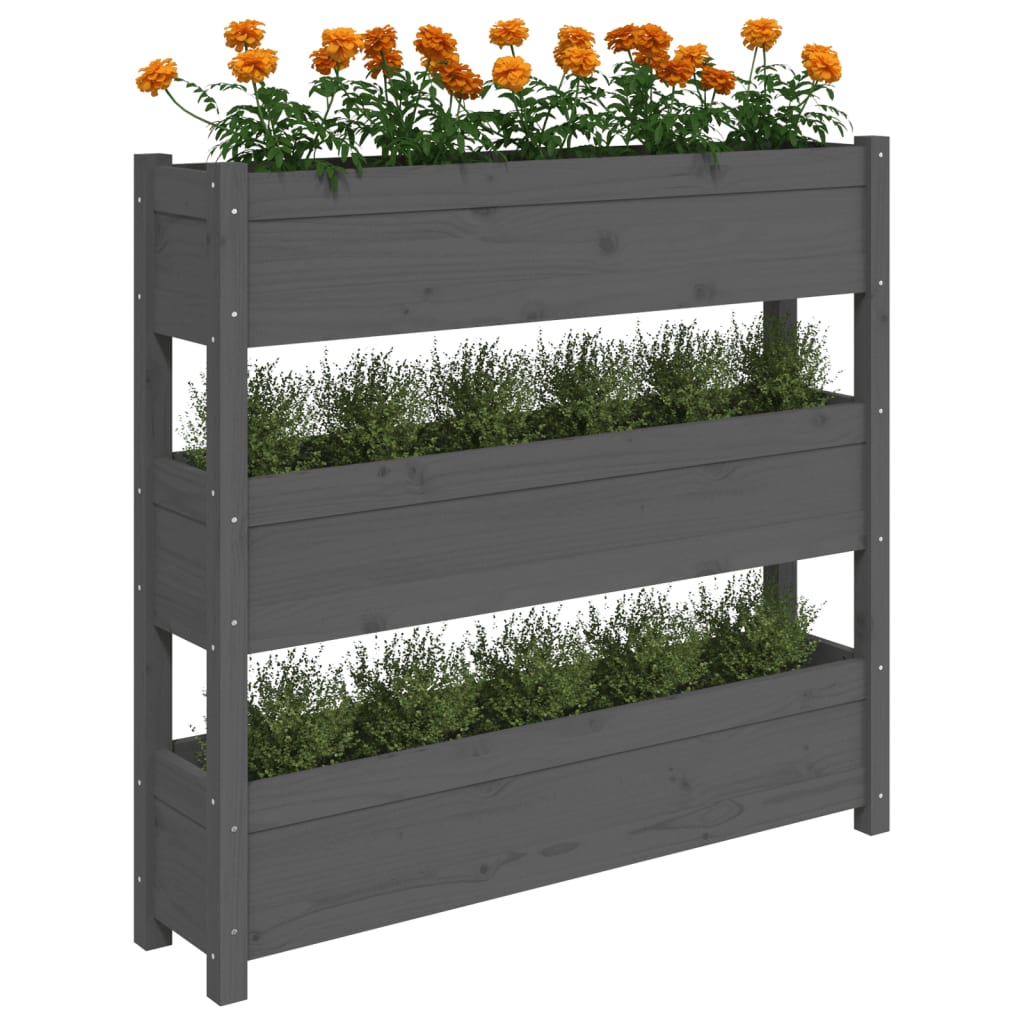 Plant Pot Gray 112 x 25 x 104.5 cm Solid Pine Wood