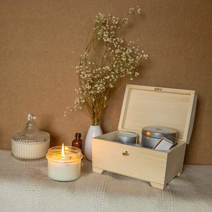 Boîte à Bijoux - Creative Deco - Non-peint - 20x14x12,5 cm - Rangement avec Clé - Bois massif