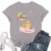 Women's Casual Loose Printed T-shirt Round Neck Pullover Short Sleeved Top