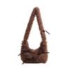 Autumn And Winter Plush Bow Messenger Bag Women'S Sweet Girl Shoulder Bag Trendy Fashion Cloud Bag