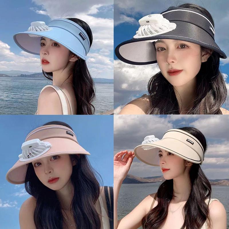 Breathable Cooling Fan Hat Usb Rechargeable Fans Hat Outdoor Travel Sun Hat Empty Top Large Brim With Fan For Women Gifts