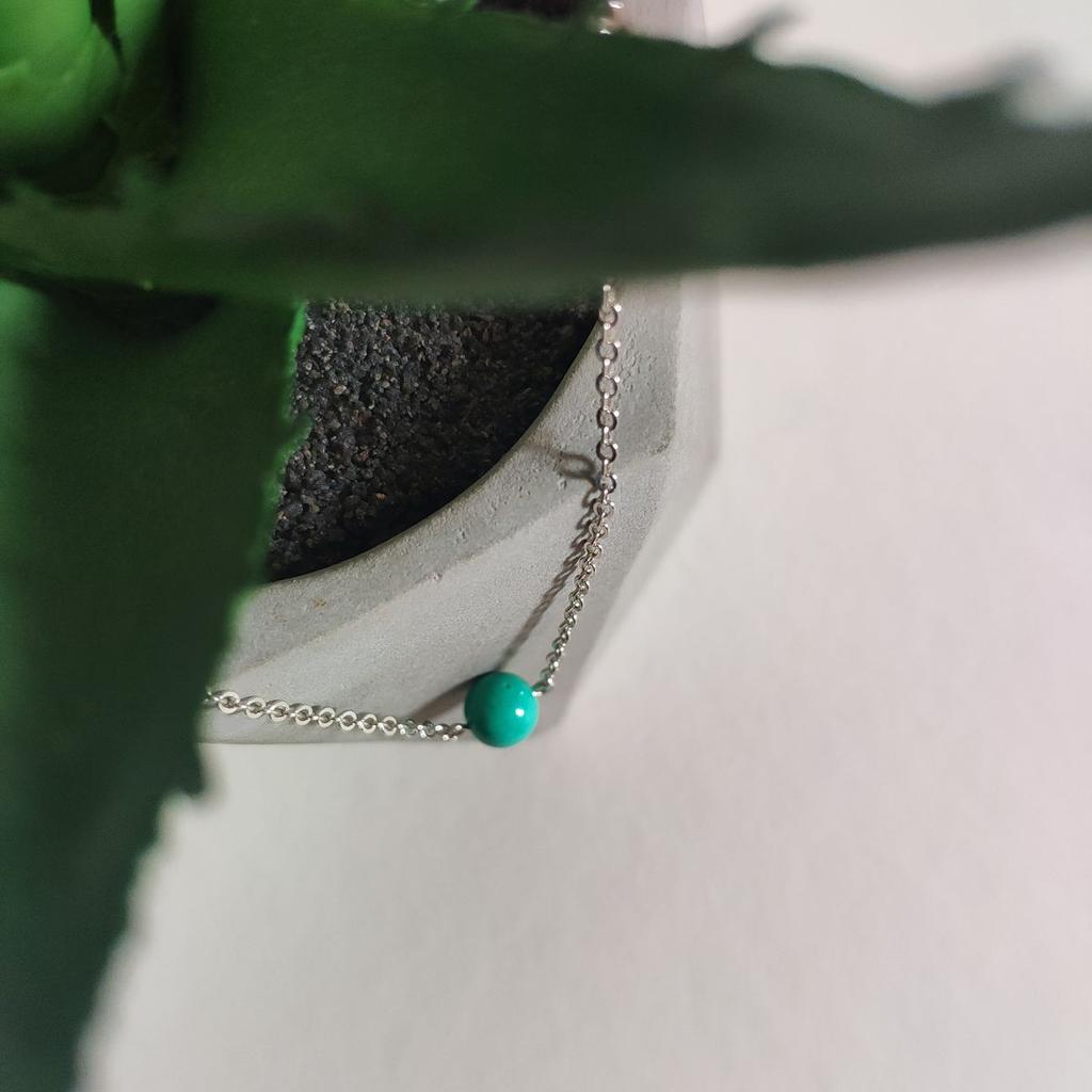 Серебряное колье с бирюзой, вес изделия 2,39 гр (2146872)