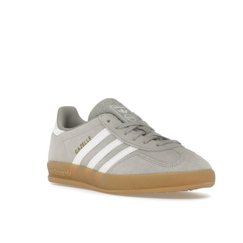 Adidas Gazelle Indoor Grey White Unisex Sneakers Grey-Two Cloud-White Gold-Metallic JQ0176