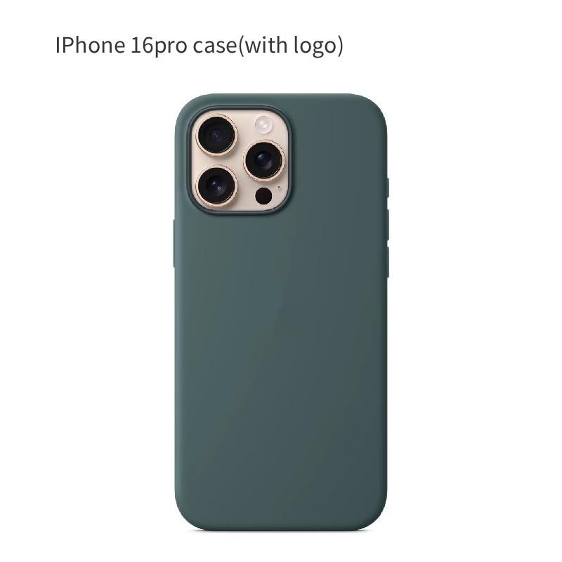 For Iphone16 Pro Solid Color Magnetic Silicone Phone Protective Case With Logo For Enhanced Protection