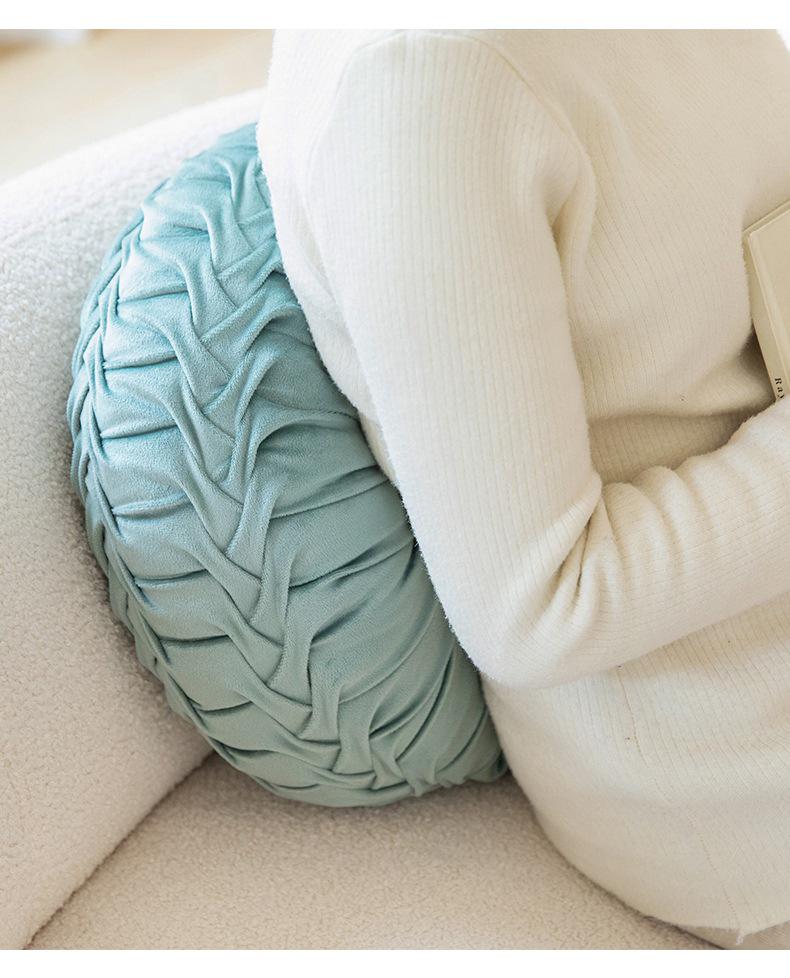 Скандинавская минималистичная круглая кремовая плюшевая вышитая декоративная подушка для дивана