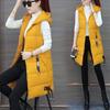 Autumn Winter Women's Plus Size Warm Casual Solid Colour Loose Waistcoat Coat Sleeveless Hooded Medium Length Cardigan Jacket