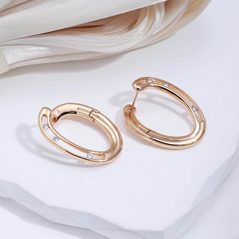 Kinel Trendy Rose Gold Color Hoop Earrings For Women Hollow Design Zircon Vintage Weddings Jewelry