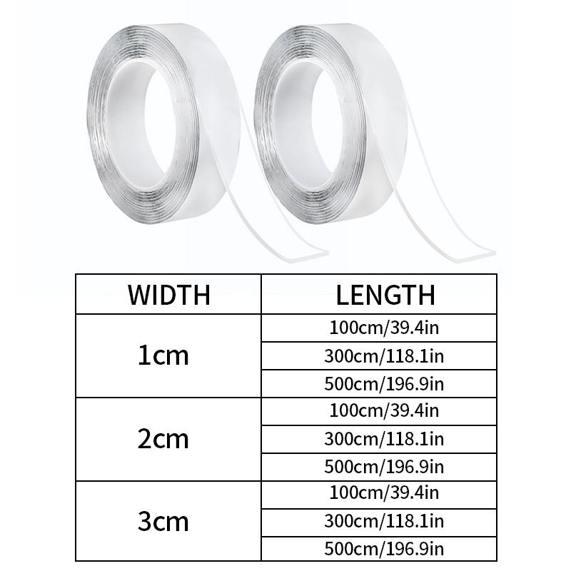 Nano Tape Двусторонние клейкие ленты Прозрачные NoTrace Многоразовые водонепроницаемые настенные наклейки для ванной комнаты, кухни, товаров для дома