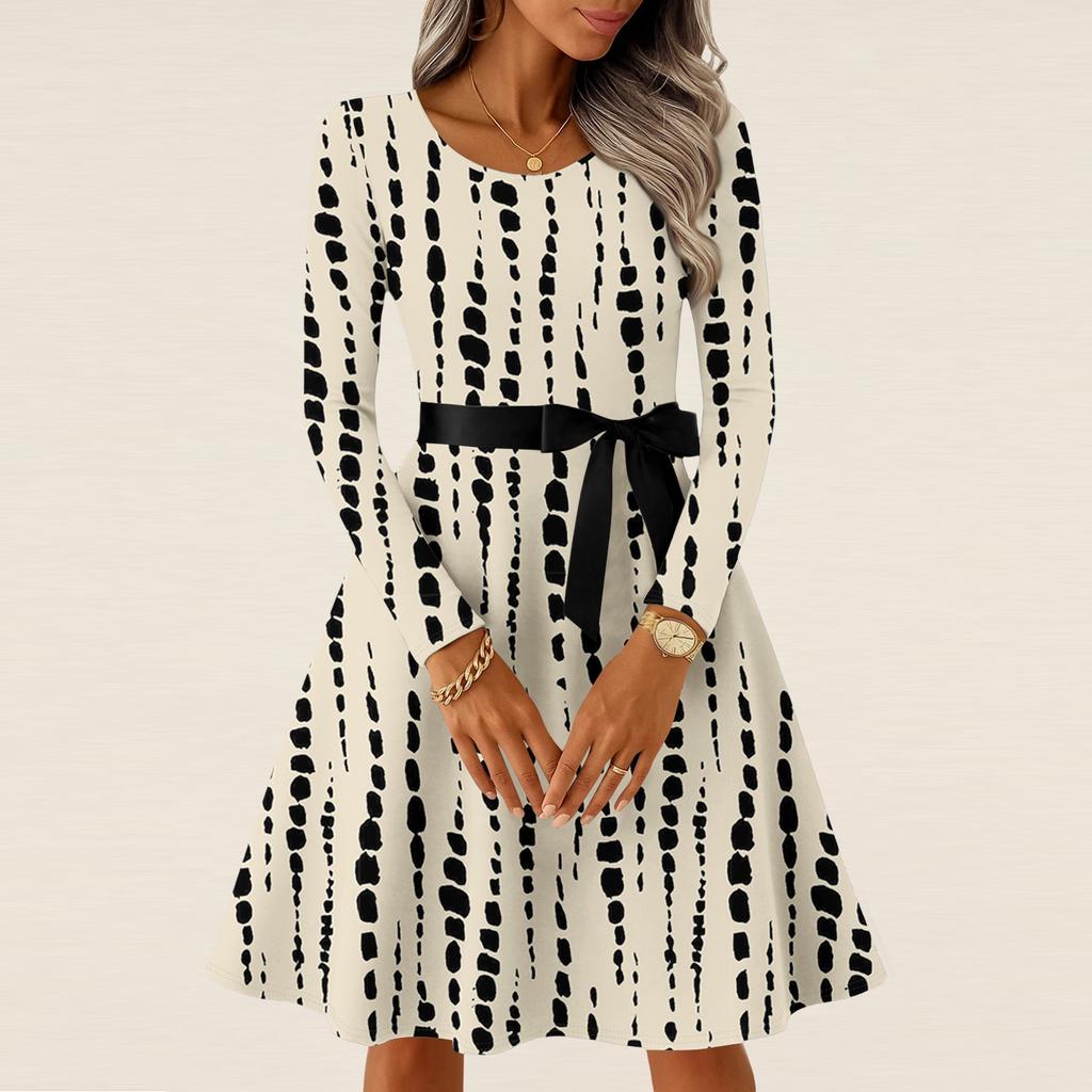 Women's Casual Fashion Long Sleeve Vintage Long Dresses