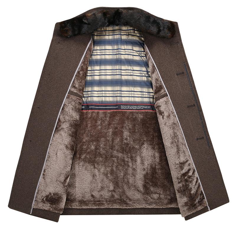 Зимнее шерстяное пальто мужское пальто средней и длинной длины, деловое повседневное с воротником-стойкой, с начесом и утолщенной шерстяной пальто мужское