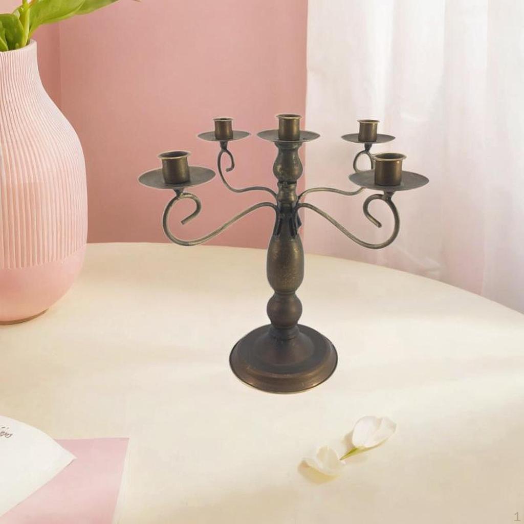 5 Arm Candle Holder Metal Candelabra Housewarming Dinner Party Candelabrum Candlestick for Club