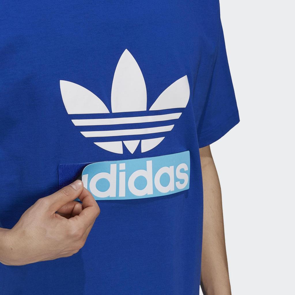 adidas Originals Большой трилистник с логотипом Свободная футболка с круглым вырезом и короткими рукавами Мужские топы Синие H16237