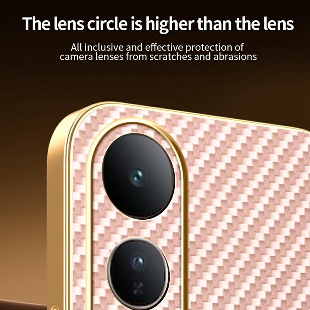 For vivo V50 Lite 4G/5G Phone Case Carbon Fiber Textured Electroplated TPU Back Cover