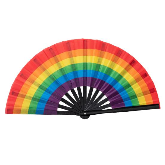 1 Set Folding Fan Easy Open LGBT Pride Rainbow Fan Portable Cooling Hand Fan for Festivals Dance Parties Events