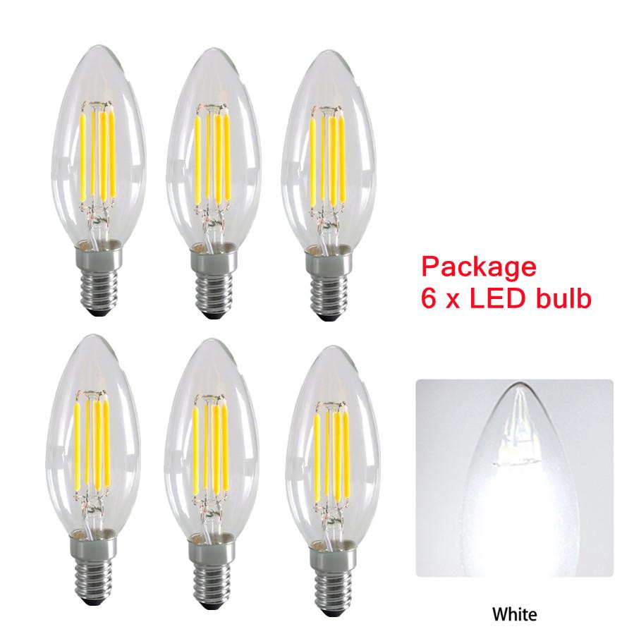 VnnZzo 6 шт./лот E14 светодиодная лампа накаливания свечевидная лампа C35 Эдисона винтажный стиль холодный/теплый белый 2 Вт/4 Вт/6 Вт люстра AC220V
