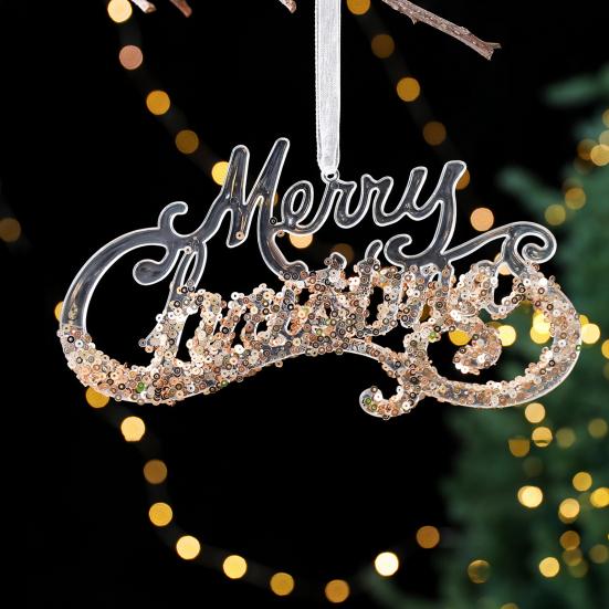 Рождественское акриловое подвесное украшение с блестками Прозрачный Олень Бабочка Тыква Карета Снежинка Стрекоза