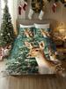 2/3pcs Christmas Tree, Gift, Snowflake, Deer, Santa Claus Pattern Digital Printing Brushed Duvet Cover Set, Soft & Comfortable