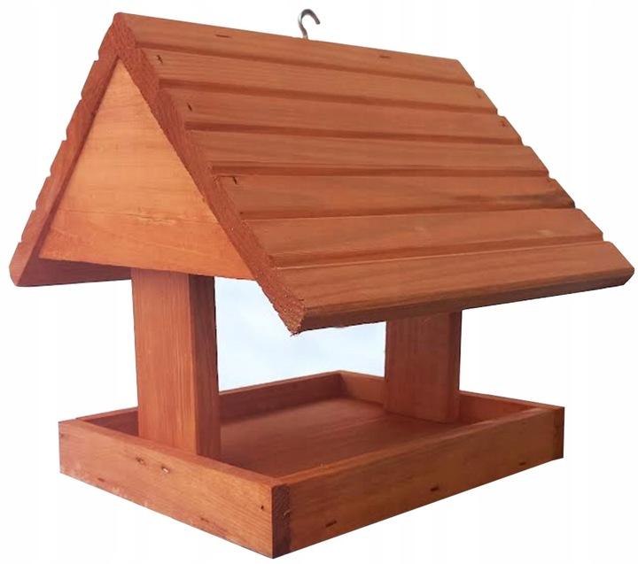 Karmnik Drewniany Domek Dla Ptaków Duży Xxl Wiszący I Na Okno, Balkon