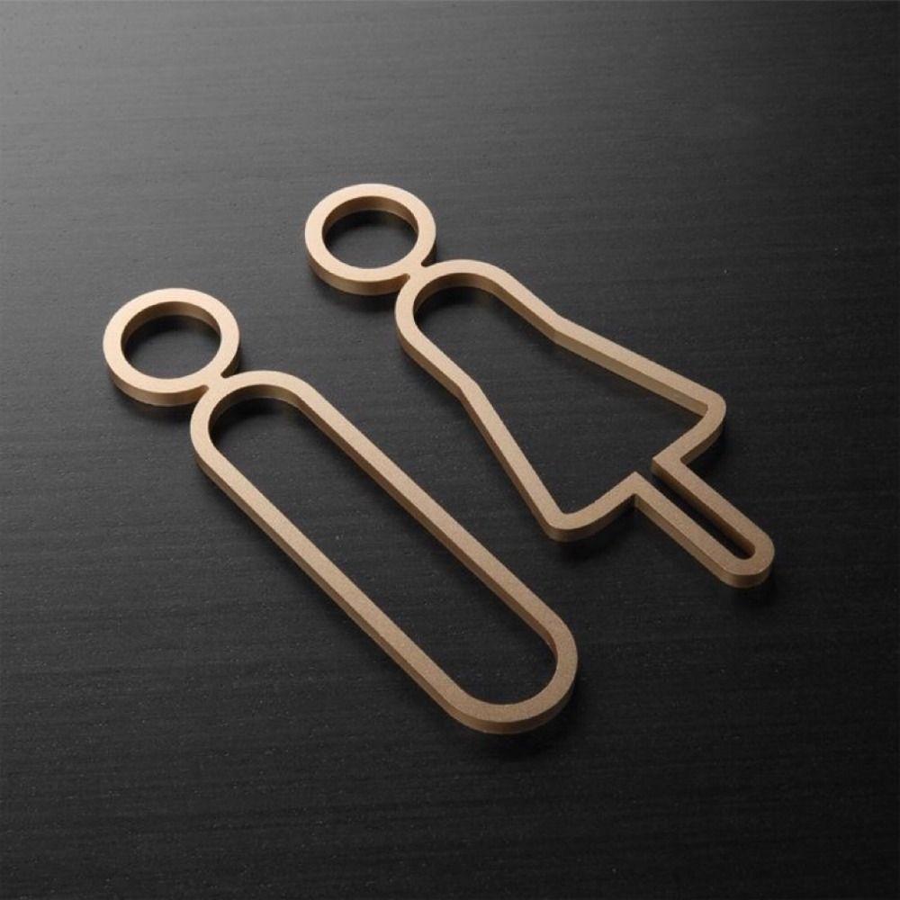 DIY Washroom Sign Plate Set Black Gold Toilet Sign Plate Wc Holder Signage Board Home Decor