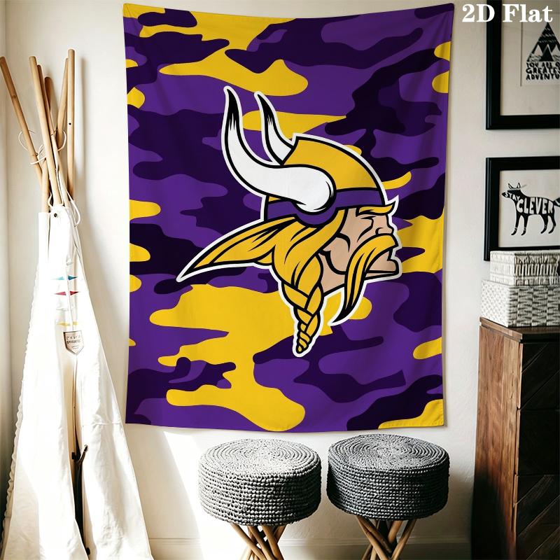 Minnesota Vikings Wall Tapestry Aesthetic Wall Hanging Printed Fabric Blanket Decorative Tapestries for Bedroom Living Room Home Decor