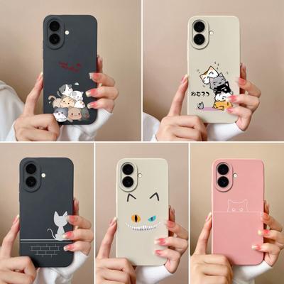 Чехлы для Apple iPhone 16 Pro Max 16plus Pretty Cat Эстетический дизайн Стиль Мягкий жидкий силиконовый чехол для защиты линз Ударопрочный для iPhone Чехлы для телефонов Capas