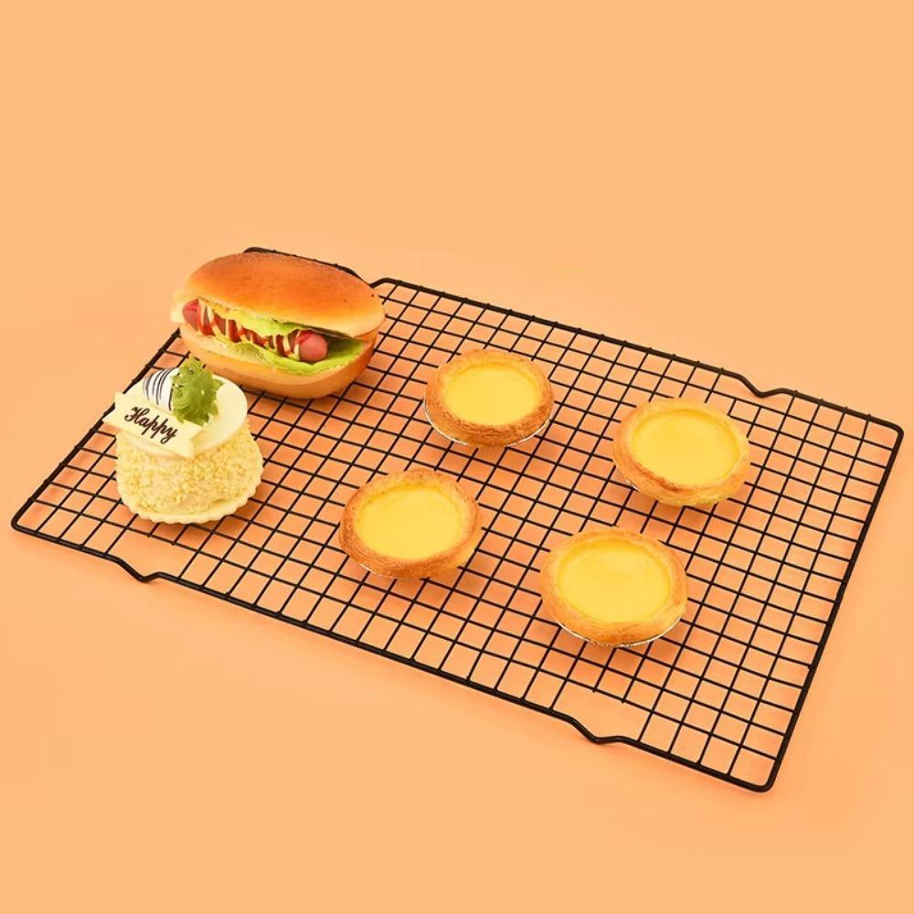 4Pcs Black Baking Cooling Rack Mesh Hole Bread Cooling Rack Oven Safe BBQ Grill Net Bakery Tools