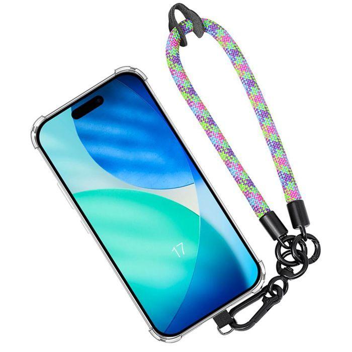Coque de protection pour iPhone 17 - BOOLING - Antichoc - Bracelet Multicolore Détachable - Silicone Transparent