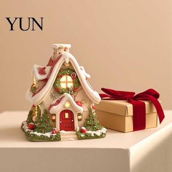 Unique Christmas Gift for Family Snow House Incense Burner, Backflow Holder, Holiday Tabletop Decorations Home Festive Xmas Desktop Figurine