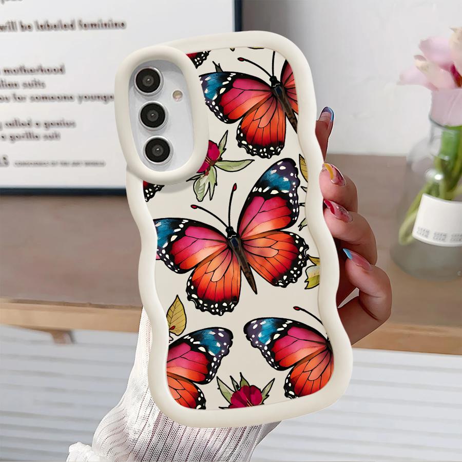 Красный Синий Чехол-Бабочка для Samsung Galaxy A14 A15 A12 A13 A21s A16 A52 A11 Мягкий Чехол для Телефона A33 A03 A04 A06 A53 A23 A05 A22