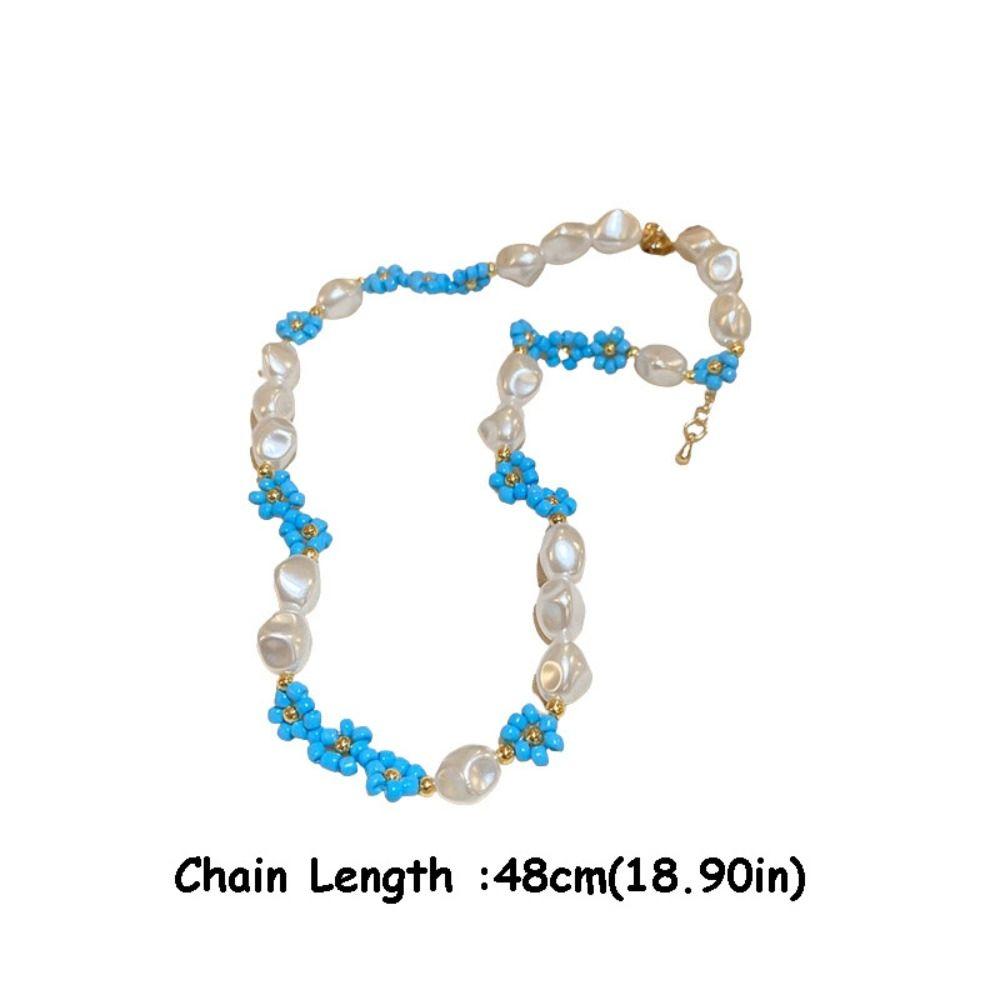 Korean Style Rice Bead Necklace Bead Flower Pearls Clavicle Chain Cute Daisy Bracelet Women