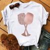 Funny Wine Glass Printed T Shirt Women Clothing O-neck Short Sleeve T-shirt Casual Ladies Clothes Camiset