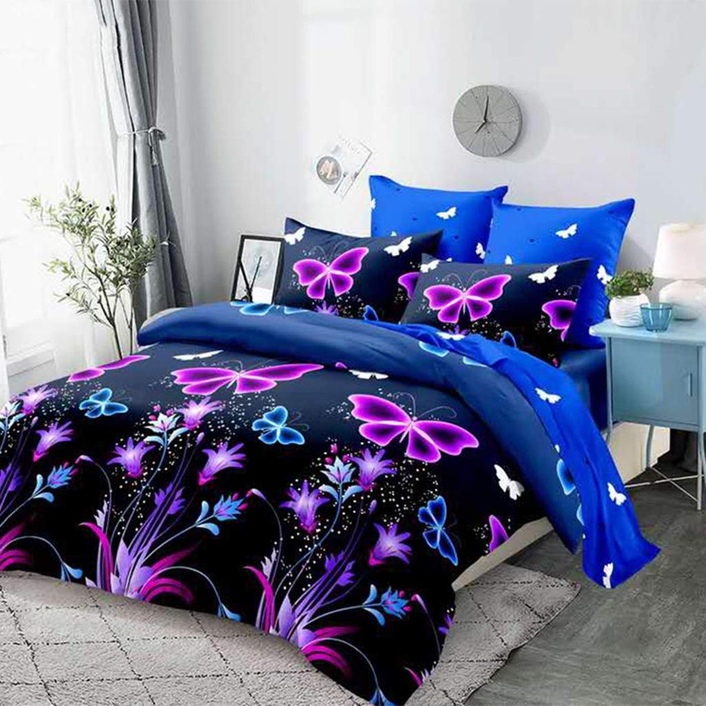 3D Dreamy Night Galaxy Purple Butterfly Printed Purple Flying Duvet Cover Комплект постельного белья для детей, девочек, подростков, взрослых, 3 пододеяльника