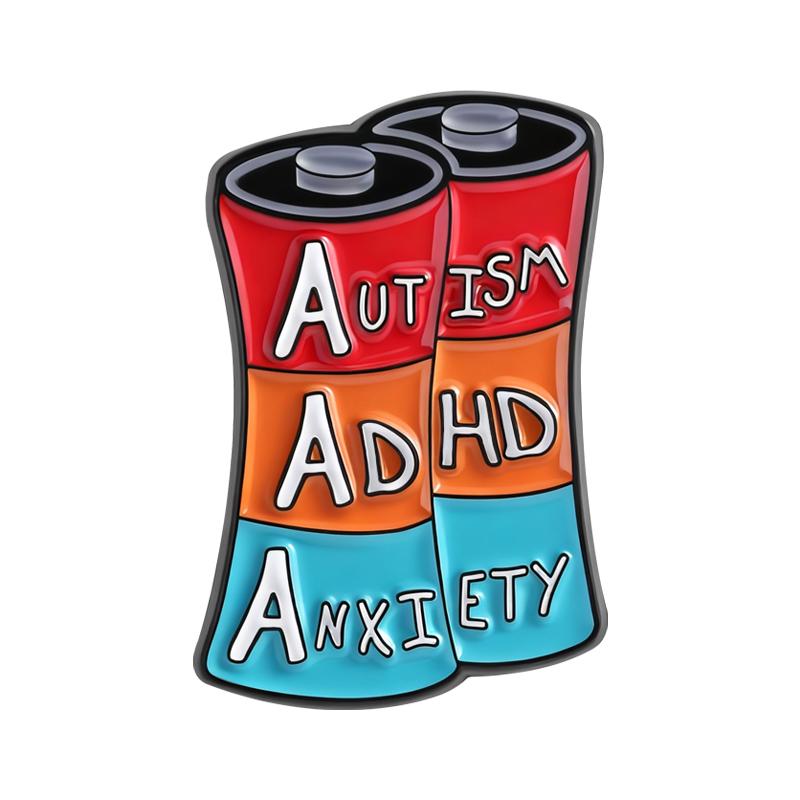 СДВГ Аутизм Тревожность Эмалевые значки на заказ Осведомленность о психическом здоровье Броши Лацканные значки Ювелирные изделия для одежды Подарок для детей Друзей