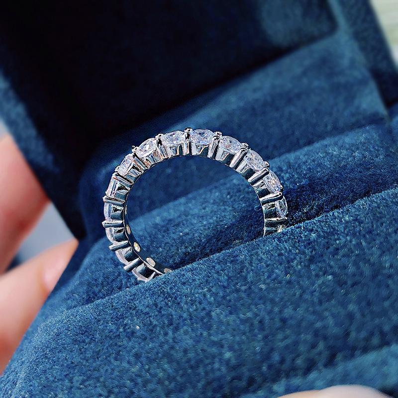 Роскошное женское кольцо S925 Серебряное кольцо с бриллиантом для женщин в Европе и Америке Кольцо с полным бриллиантом 3 мм
