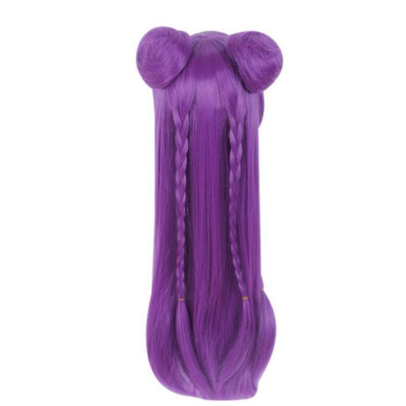 Аниме K/DA Kaisa фиолетовый длинный парик с шиньоном косплей костюм KDA Kai'Sa термостойкие синтетические волосы женские вечерние парики