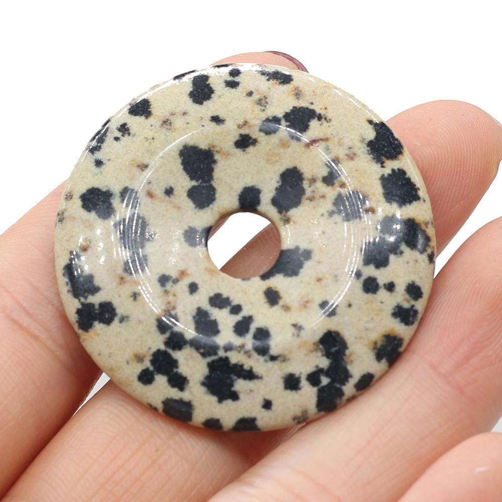 1Pc Natural Stone Big Hole Beads, Reiki Healing Crystal Quartz Loose Beads for Jewelry Making DIY Necklace Keychain Decorative Accessories 40×40mm