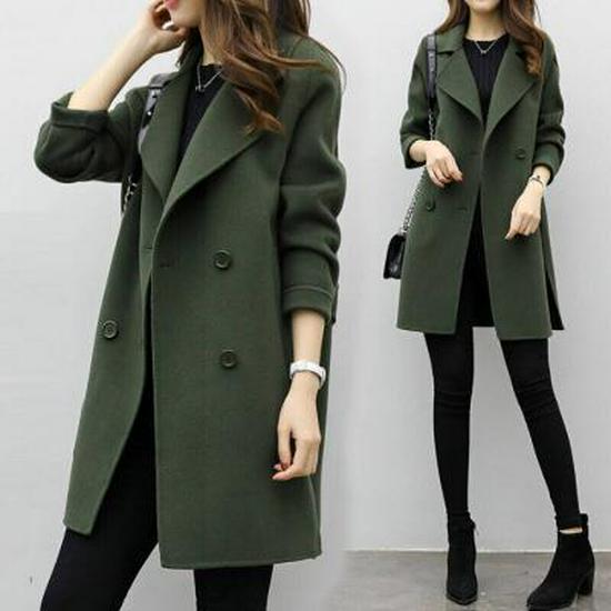 2024 Autumn/Winter Women's Cocoon Wool Coat, Medium-Length, Double-Breasted, Loose Fit