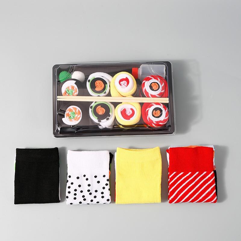 Женские креативные хлопковые носки до колена с рисунком лососевых суши - Весна/Лето, плотные, средней длины