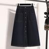 DIMANAF 2025 Эластичные джинсовые юбки больших размеров Женские А-силуэта Модная свободная юбка с высокой талией Винтажная макси