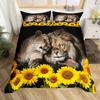 Lion Rose Duvet Cover Sets King Size Animal Floral Print Polyester Comforter Cover Nature Theme Bedding Set for Kids Adult Teens