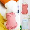Pet Dress Comfortable Soft Sleeveless Plaid Square Neck Puppy Dog Print Pet Bowknot Dress