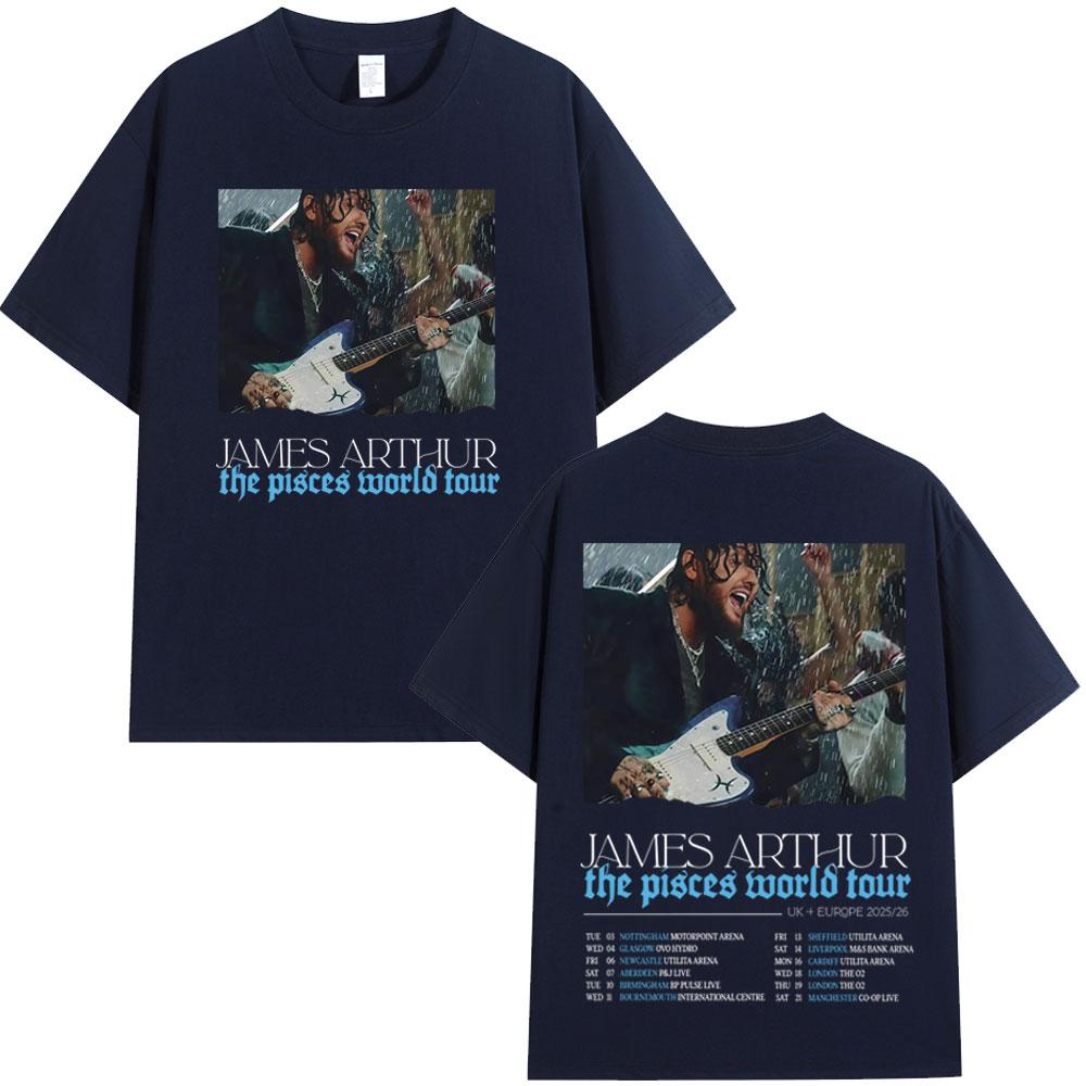 2026 Summer James Arthur Pisces World Tour Pattern Tshirt Summer Mens Hip Hop Retro Cotton Loose Casual Street Y2K Tshirt