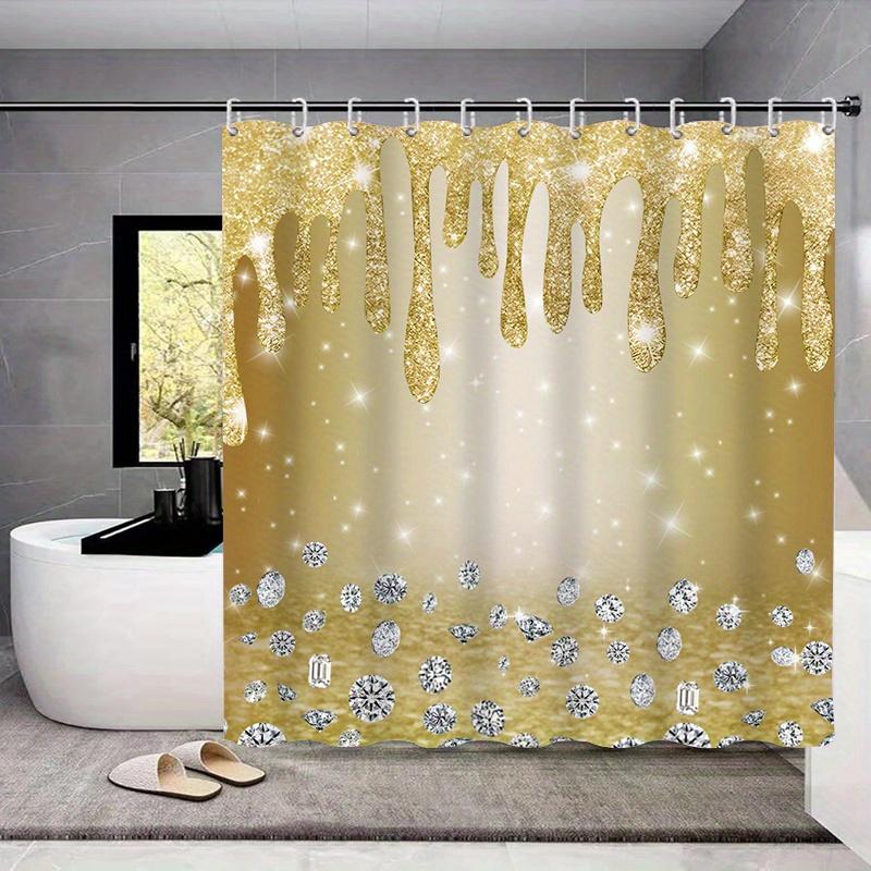 1/4 шт. Роскошный золотой цветочный водонепроницаемый комплект занавесок для душа, декоративный набор для ванной комнаты, нескользящий коврик для унитаза, коврик для ванной и 12 крючков