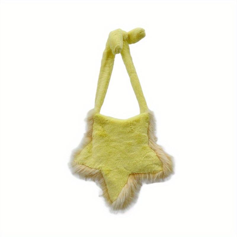 Новинка 2024 года, плюшевая сумка с пятиконечной звездой, меховая шерстяная сумка через плечо для женщин, осень и зима, для девушек, Ins Design, повседневная сумка-мессенджер