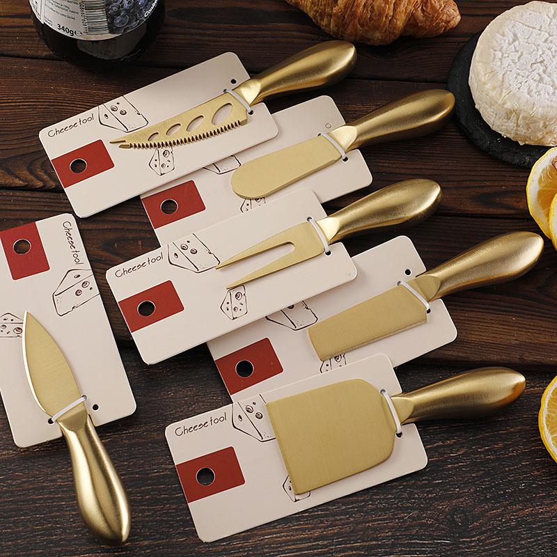 Полая ручка из нержавеющей стали, Золотой нож для сыра, Набор ножей для сыра, Упаковка для переплета карт, Ножи и вилки в стиле вестерн