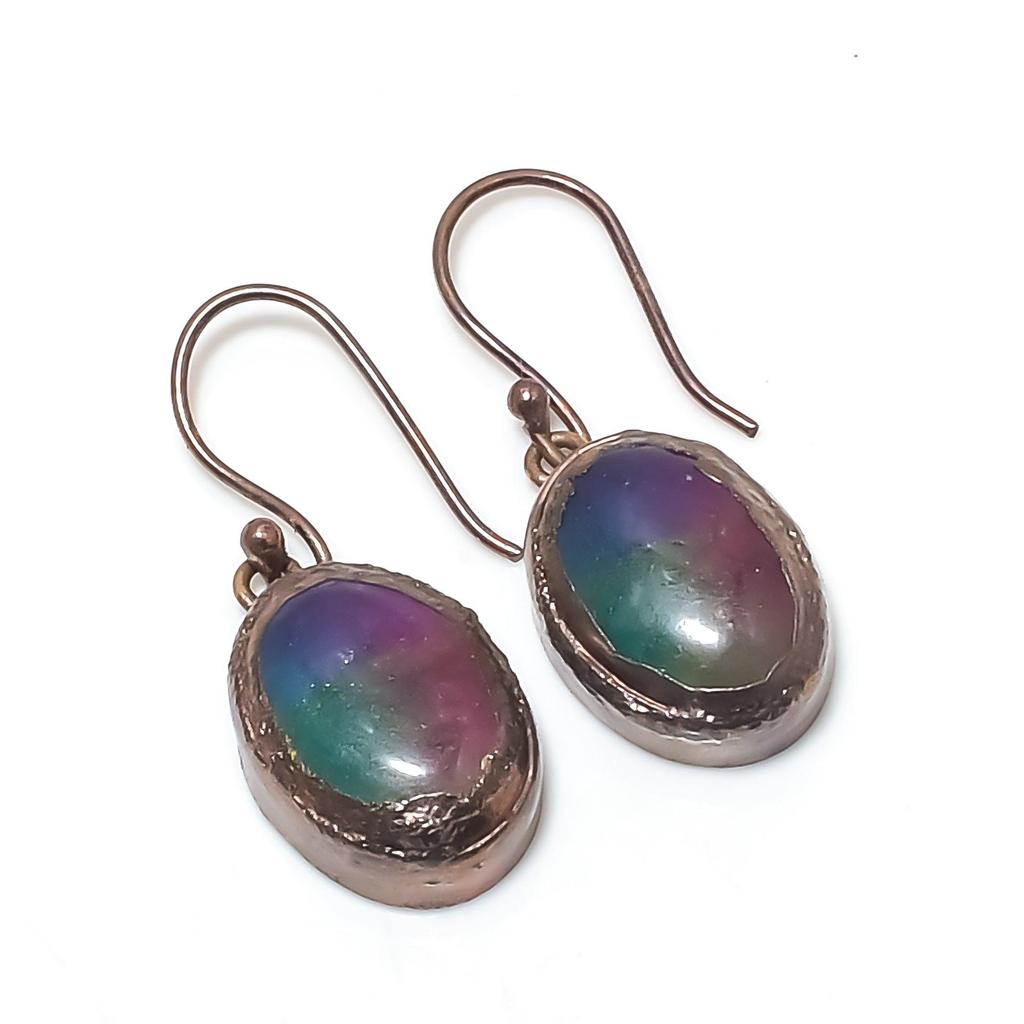 Радужные серьги из солнечного кварца, ювелирные изделия из драгоценных камней, серьги ручной работы, гальванизированные медью, ювелирные изделия новейшего дизайна