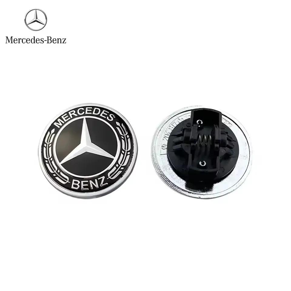 FYVE4 Car Logo Front Engine Hood Emblem Metal Flat Badge Accessories For Mercedes Benz AMG E S C A B Class GLE GLS CLS GLC CLA GLA GLK