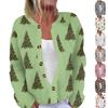 Women's Fashion Long Sleeve Christmas Snowman Snowflake Print Jacket Cardigan