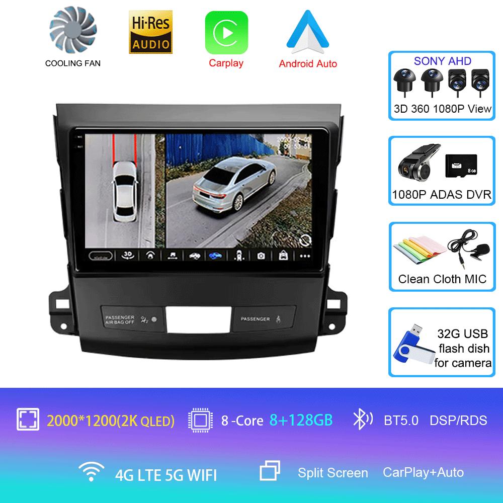 Автомобильное радио Android 14 Carplay для Mitsubishi Outlander 2006-2011 Peugeot 4007 Citroen C-Crosser GPS мультимедийный плеер стерео 2din