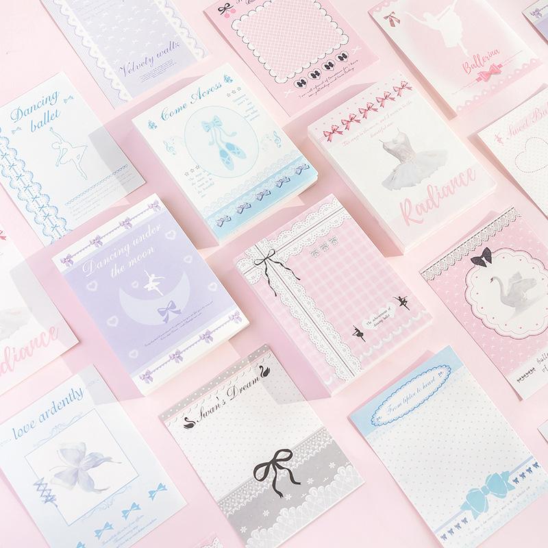 100 листов Сладкая корейская кружевная балетная скрапбукинг Блокнот для заметок DIY Декор Журналирование Бумага для записной книжки Милый нелипкий блокнот Студент